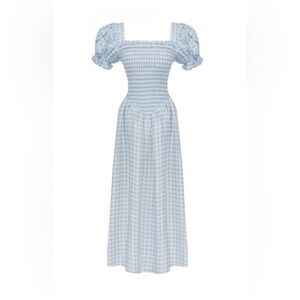 Sleeper Light Blue Gingham Maxi Dress